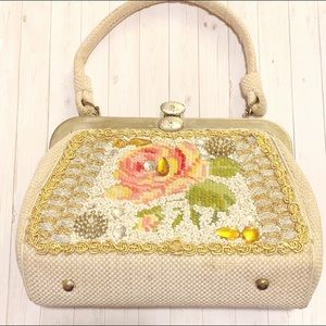 Vintage 50’s Woven Embellished Purse Handbag